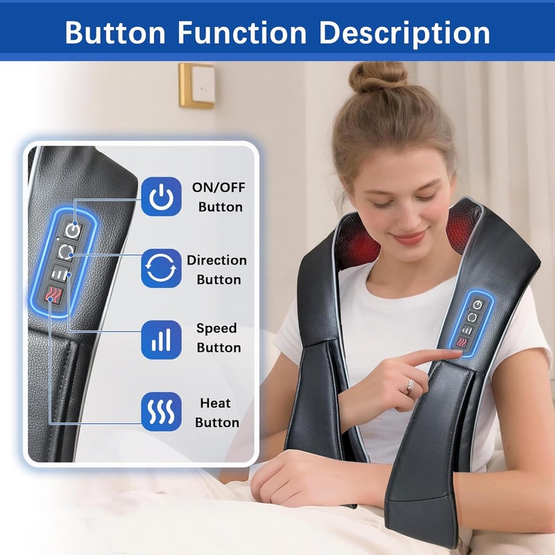 Joyset Neck Massager for Pain Relief Deep Tissue with Heat,Shiatsu Neck and Back Massager 4D Deep Kneading Massage for Shoulder,Gifts for Women Men Mom Dad Friend - Image 2